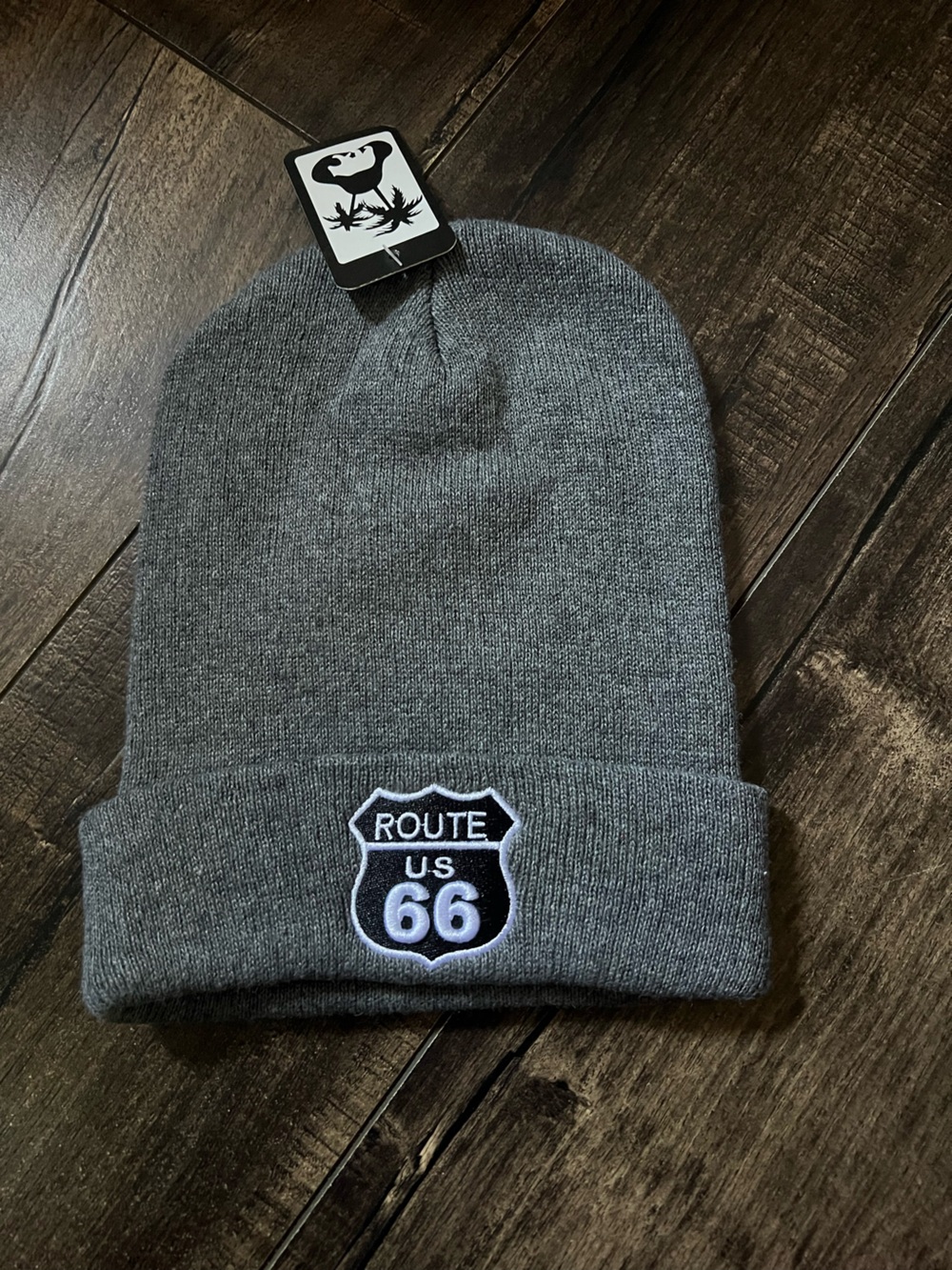 Route 66 US 66 Gray Knit Beanie Hat